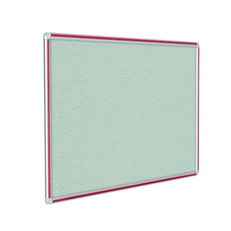 Ghent Bulletin Board, Vinyl, 4 ft H x 12 ft W, Satin Alum Frame w/Red Inlay DFVRD412-42